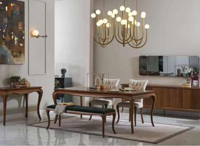Dining set Dining room furniture Dining corner set Dining room 8-piece Wood Brown Table
